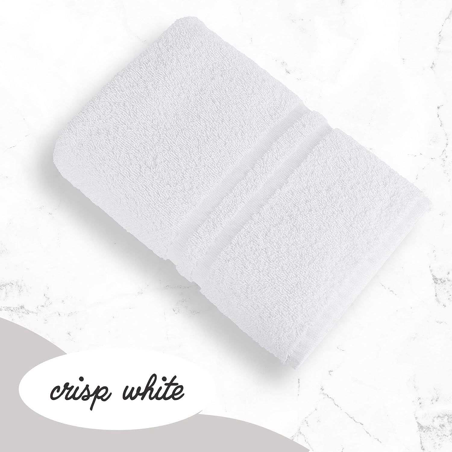 Luxury Bath Towel - White Large Bath Towels Pack for Spa, Gym, Bathroom, Hotel - 86% Cotton 14% Polyester -Super Soft, Thick and Absorbent 24 x 50 Bulk Bath Towel - (8-Pack)