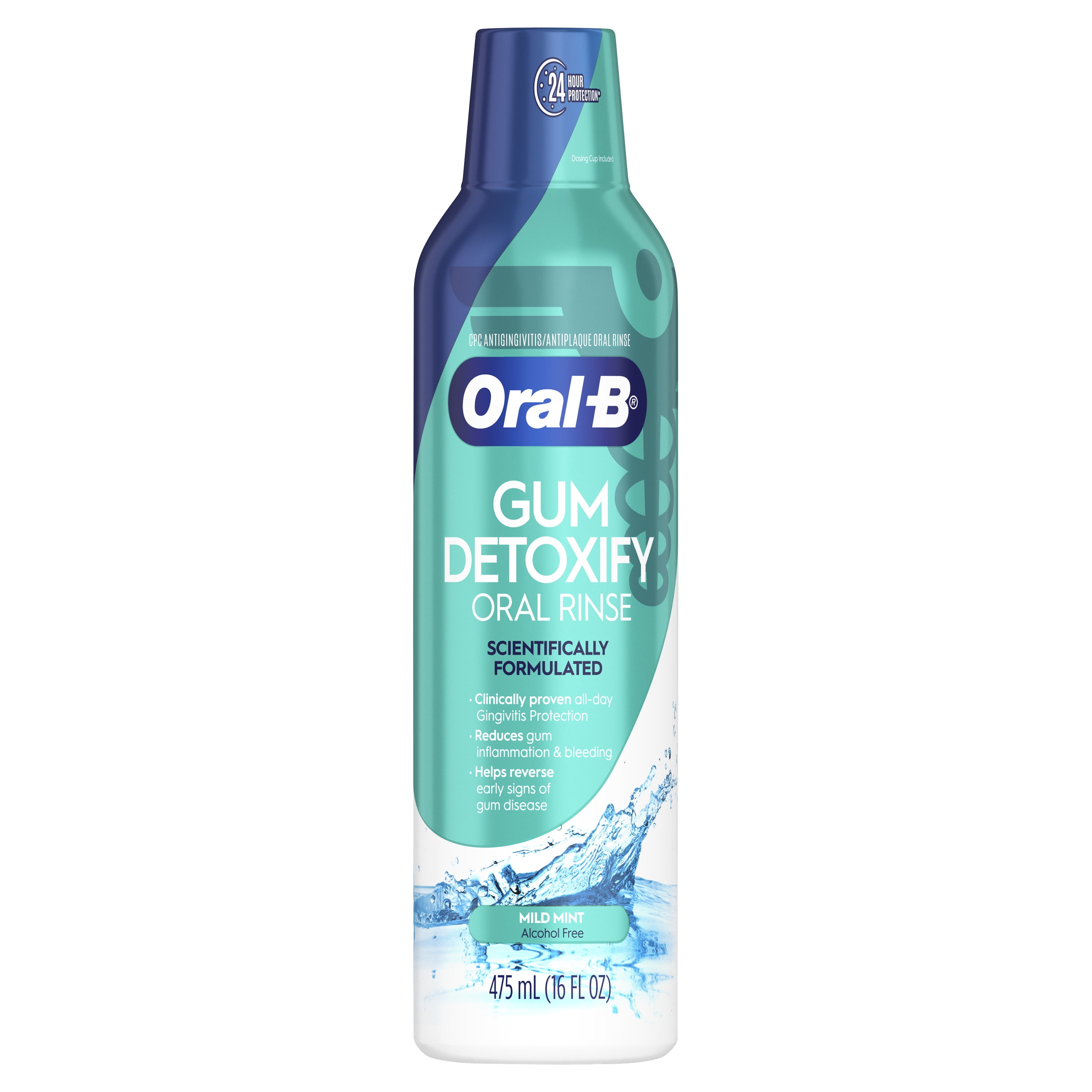 OralB Gum Detoxify Mouthwash Oral Rinse, Mild Mint Flavor, 475 mL (16