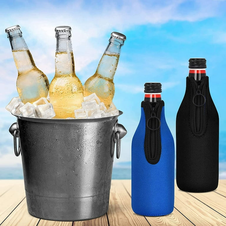 Beer Bottle Cooler Sleeves with Zipper for Party,Beer Holder Collapsible Insulated Bottle Cover for 330ml Bottles Black