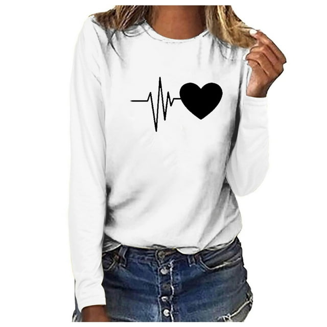 Hauts à Manches Longues pour Femmes Décontractés T-Shirts Imprimés Décontractés Amples à Col Rond à Manches Longues Hauts Blouse Hauts pour Femmes Décontractés