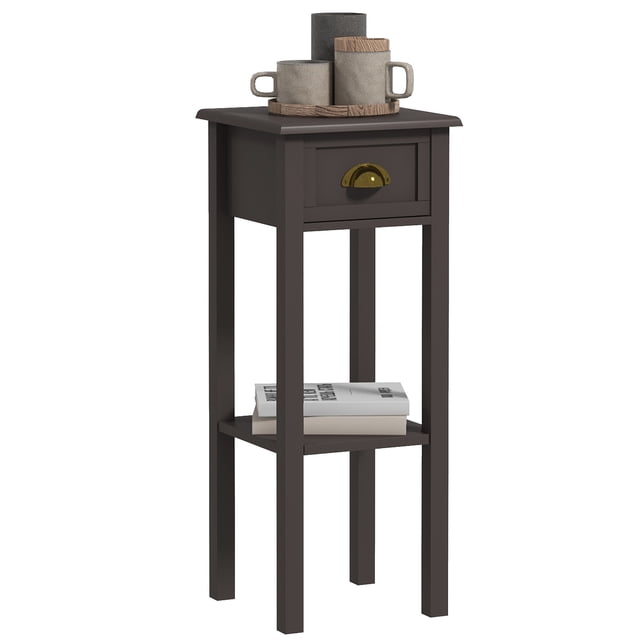 HOMCOM Table d'Appoint à 2 Niveaux avec Tiroir et Tablette pour Salon, Café