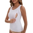 thumbnail image 4 of INSPIRE CHIC Women's Zippers Nursing Relaxed Fit Tank Wide Straps U-Neck Long Postpartum Vest L White, 4 of 6