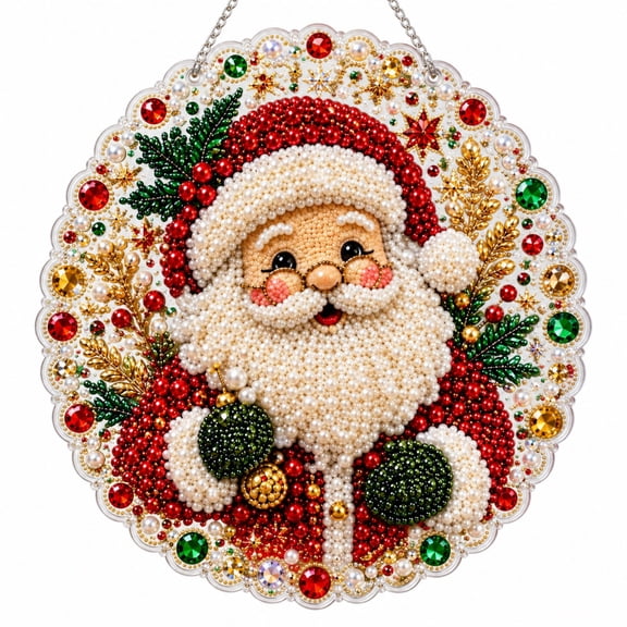 Christmas Pearl Diamond Art Kits for Adults, DIY Diamond Painting Acrylic Hanging Ornament, DIY Holiday Crafts Christmas Decorations