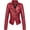 Dark Red, variant on Women's Candy Color Asymmetric Zip Slim Faux Leather Cropped Moto Jacket