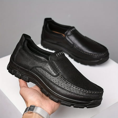 

Men‘s Solid Casual Loafers Breathable Wear-resistant Anti-skid Slip On Shoes With PU Leather Uppers For Outdoor Walking Driving