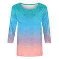 thumbnail image 4 of CYMMPU Basic Tees Fashion Tunic Tops Gradient Color 3/4 Length Sleeve Crewneck Summer Fall Vintage Shirts Business Work Blouses 2025 Clothes for Women Sky Blue XXXXL, 4 of 4