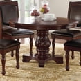 thumbnail image 2 of Dining Table Set 5 Pcs, 4 Wood Dining Chairs - A Beautiful Round Wooden Dining Table- Faux Leather Seat and Pedestal Base Round Table Faux Leather-B, 2 of 7