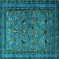 thumbnail image 1 of Ahgly Company Machine Washable Indoor Square Oriental Turquoise Blue Traditional Area Rugs, 6' Square, 1 of 4