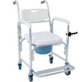 thumbnail image 3 of 4 in 1 Bedside Commode Chair, Transport Shower Wheelchair Toilet Rolling Transport Chair with 4 Brakes Casters,Tissue Holder,Crutch Holder for Elderly Injured and Disabled,, 3 of 21