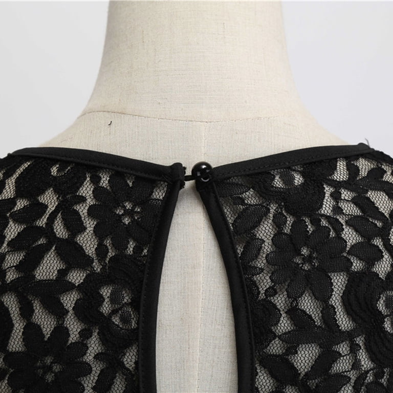 fitted lace wedding dress Black 1950s Lace Floral Swing Dress main image 1