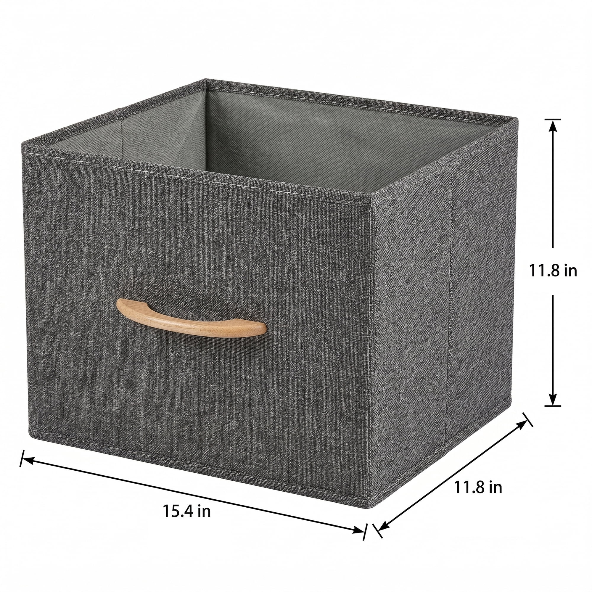 Unique Bargains 3pcs Storage Cube Fabric Storage Bin with Handles Grey 15.4*11.8*11.8in