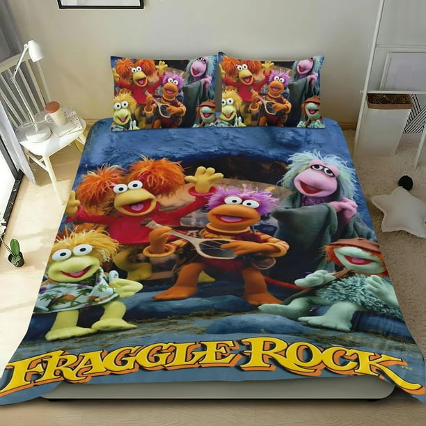 Fraggle Rock Conjunto de sábanas temático, trío de piezas, cómodo y amigable con la piel, diseño único, regalo de decoración para el hogar para familiares, amigos y fans,140cm *210cm