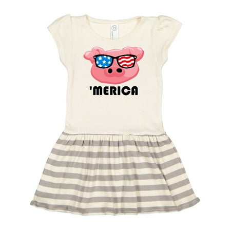 

Inktastic Merica Pig Gift Toddler Girl Dress