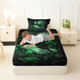 thumbnail image 4 of Homewish Spooky Halloween Skull Twin Sheets,Green Rose Floral Bedding,3pcs,1 Fitted Sheet and 1 Pillowcase, 4 of 6