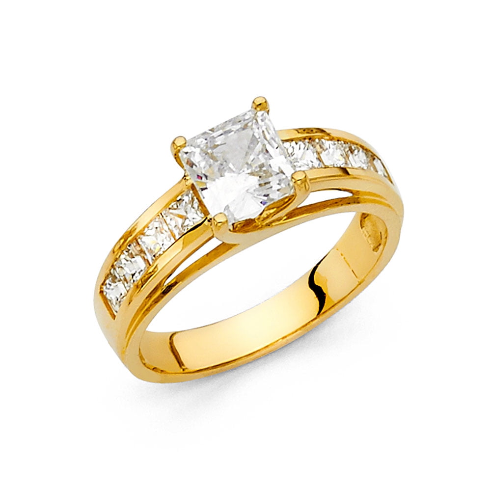 FB Jewels 14K Yellow Gold Cubic Zirconia CZ Engagement Ring Size 10 ...
