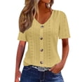 thumbnail image 2 of LIZUOJUNF Dresses for Women Round Neck Short Sleeve Blouses Casual Loose Flowy Summer Tops Going Out Shirts with Button Details, 2 of 5