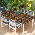 thumbnail image 2 of Yellow Beige Boho Table Cloths for 4 Foot Rectangle Tables, Geometric Vintage Abstract Art Ethnic Patio Waterproof Elastic Fitted Tablecloths, Washable Rectangular Table Cover for Camping, 2 of 8