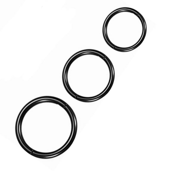 Nose Rings for Women,3 Pack Nose Ring Septum Hoop,20G Stainless Steel Hinged Seamless Earrings, Diameter 6mm-10mm, Black