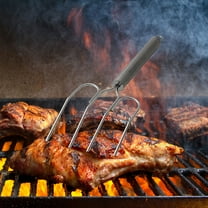 WHAMVOX Practical Turkey Lifter Fork Thanksgiving Turkey Grilled Fork Stainless Steel BBQ Fork