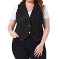 thumbnail image 2 of DARING DIVA Women's Plus Size Lapel Sleeveless Waistcoat Jean Vest Jacket 4X Black, 2 of 6