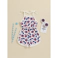 thumbnail image 5 of Aojekbee Kid Girls Jumpsuit, Tie-up Spaghetti Straps Stars Print Romper 4th of July Clothes, 5 of 10