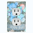 thumbnail image 1 of Metal Light Switch Wall Plate Outlet Cover (2 Teddy Bears Blue With Love Heart Balloon Flower - Single Duplex), 1 of 2