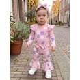 thumbnail image 5 of Loicainy Infant Baby Girl Fall Outfits 3 6 9 12 Months Flower Print Long Sleeve Romper Flare Pants Headband Clothes Set, 5 of 9