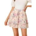 thumbnail image 1 of Unique Bargains Jupe Mini en Chiffon à Imprimé Floral pour Femmes Rose TG, 1 of 4