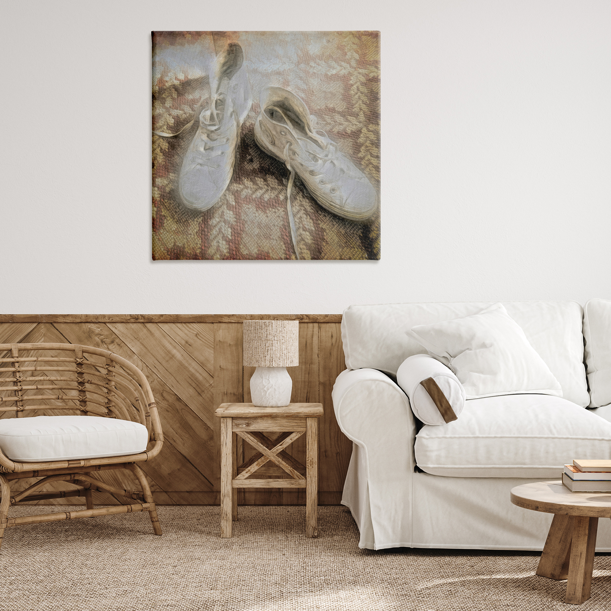 Stupell Industries Vintage Classic High Tops Fashion Painting Wrapped Canvas Art Print Wall Art, 36 x 36