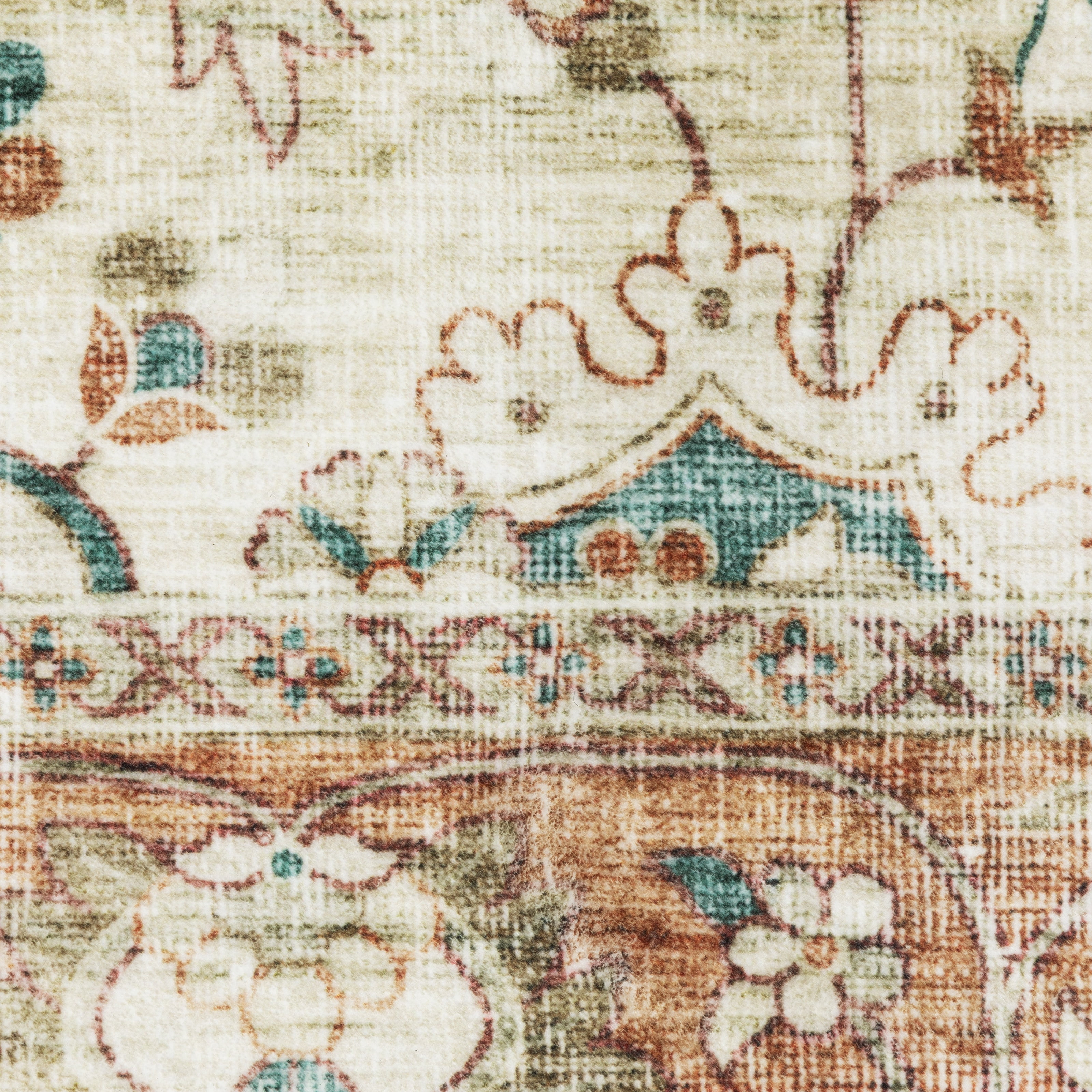Avalon Home Sebastian Vintage Bordered Ivory/ Rust Washable Indoor Area Rug