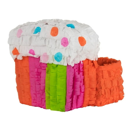 - Cupcake Centerpiece Mini Pinata, Orange, Pink, & Green, 8.25in x 12in