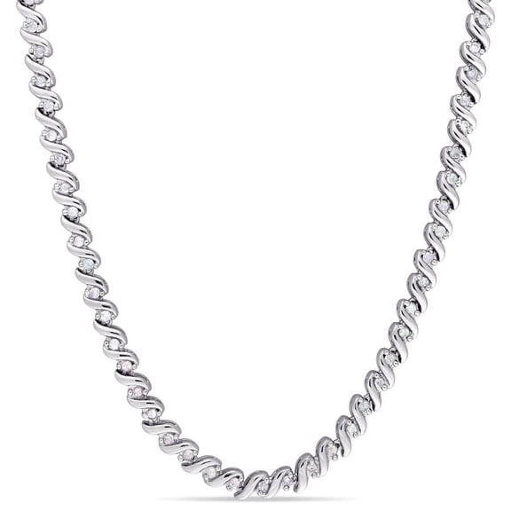 AMOUR 1 CT TW Diamond Tennis Necklace In Sterling Silver
