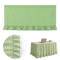 thumbnail image 2 of 6FT Green Gingham Ruffled Table Skirt, Woven Fabric Farmhouse Table Cover for Spring Decor, Easter Party, Garden Picnic, Dessert Table, 30 x 72 Inch, 2 of 7