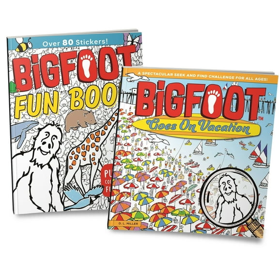 BigFoot Fun & Goes on Vacation Bundle; 2 Books - Puzzles, Coloring Pages, Fun Facts! Over 80 Animal Stickers, Plus Activities and Seek-and-Find Pages; Mazes, Word Search, Riddles & More