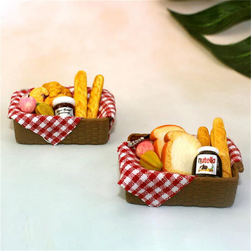 dollhouse. Accessories for dolls miniature bread in the basket