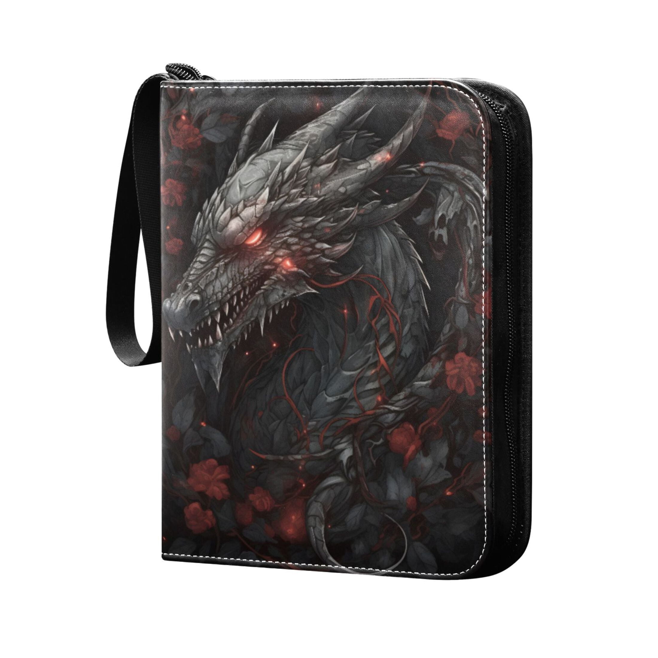 ALAZA Dragon in Flower Trading Card Binder 4 Pocket Cards Collection Album 400 Folder Holder
