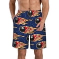 thumbnail image 1 of Balery Bowling Ball And Flame Traje de Baño Estilo Hawaiano para Hombre, Shorts de Secado Rápido con Bolsillos-X-Large, 1 of 6