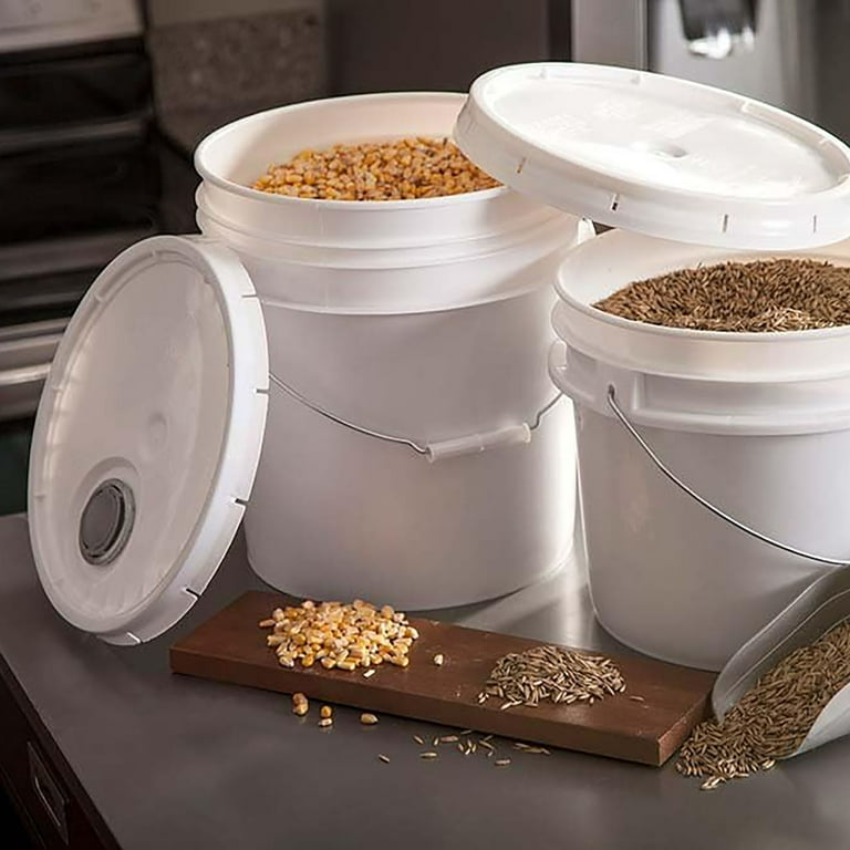 BSL 3.5 Gallon Food Grade White Bucket with Handle & Lid - Set of 3 - BPA  Free Premium Grade HPDE 