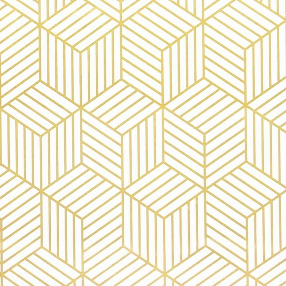 White And Gold Geometric Peel And Stick Wallpaper, Removable And Self-adhesive For Shelves And Drawers, Easy To Clean And Water Resistant, Multi-functional Decorative Liner For