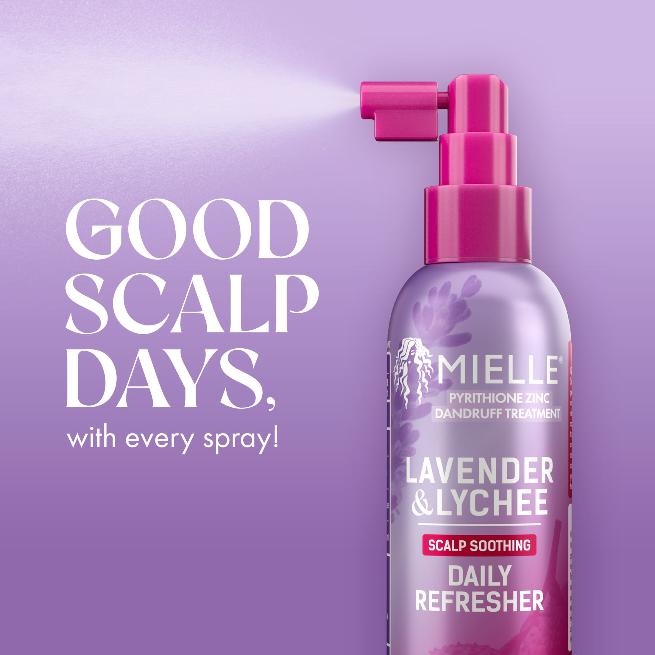 Mielle Lavender and Lychee Scalp Soothing Daily Refresher, with Zinc Pyrithione, Niacinamide, and Lavender Extract, 4 fl oz