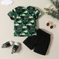 thumbnail image 4 of Coerni Boys Outfits Printed Pullover Tops Solid Elastic Shorts Toddler Kids Summer Beach Playwear Clothing Set Hawaii Holiday Set, 4 of 9