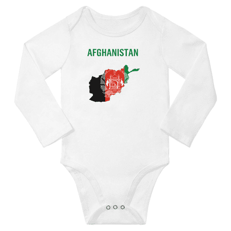 

Afghanistan Flag Map Baby Long Slevve Rompers Bodysuit (White 18-24 Months)