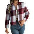 thumbnail image 2 of Goodtrade8 Womens Jackets Button Plus Size Bomber Jackets Plaid Long Sleeve Collared Casual Women Winter Tops, 2 of 6