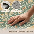thumbnail image 6 of ODIKA 2'x3' Teal Sage Copper Medallion Ornate Washable Throw Rug Intricate Ornamental Motif With Decorative Scrollwork Flourishes Non-Slip, Low Profile, Flatwoven, Easy Care for Hallway, Study Room, 6 of 7