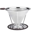 thumbnail image 1 of Permanent Paperless Stainless Steel Coffee Filter with Cleaning Brush Tube, Reusable Cone Coffee Dripper with Double Stainless Steel Mesh and Silicone Handle for 1-4 Cups, 1 of 5