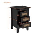 thumbnail image 2 of Wooden Nightstands Set of 2 with Rattan-Woven Surfaces and Three Drawers, Exquisite Elegance with Natural Storage Solutions for Bedroom, 2 of 7