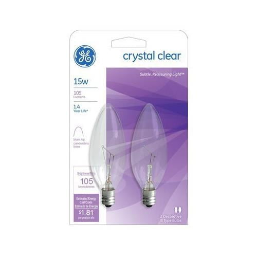 GE Lighting 87840 15 Watt Decorative Blunt Tip 2 Count Chandelier Light