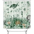 4PCS Ocean Nautical Shower Curtain Sets with Rugs, Waterproof Fabric