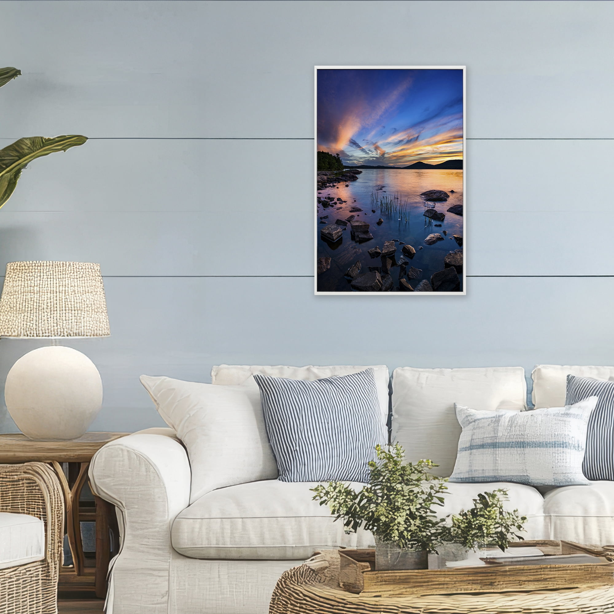 Stupell Industries Sunrise on Piseco Lake White Framed Giclee Art, design by Jonathan Zaharek