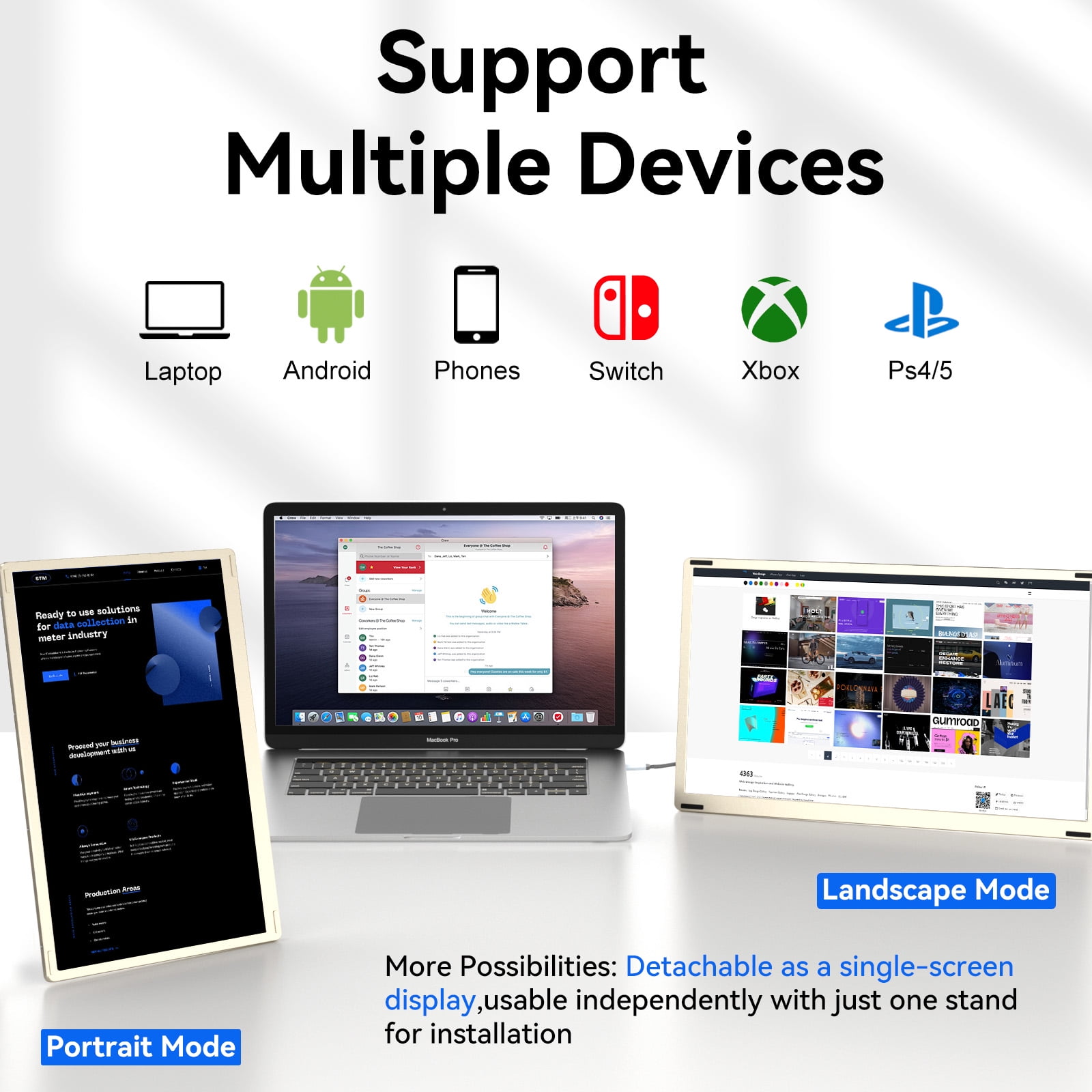 15.6" Laptop Screen Extender, Ultra-Slim Portable Monitor for Laptops with 120% sRGB FHD 1080P IPS, 235°Rotation & Kickstand, Plug n Play for Windows Chome Linux Android Xbox Switch